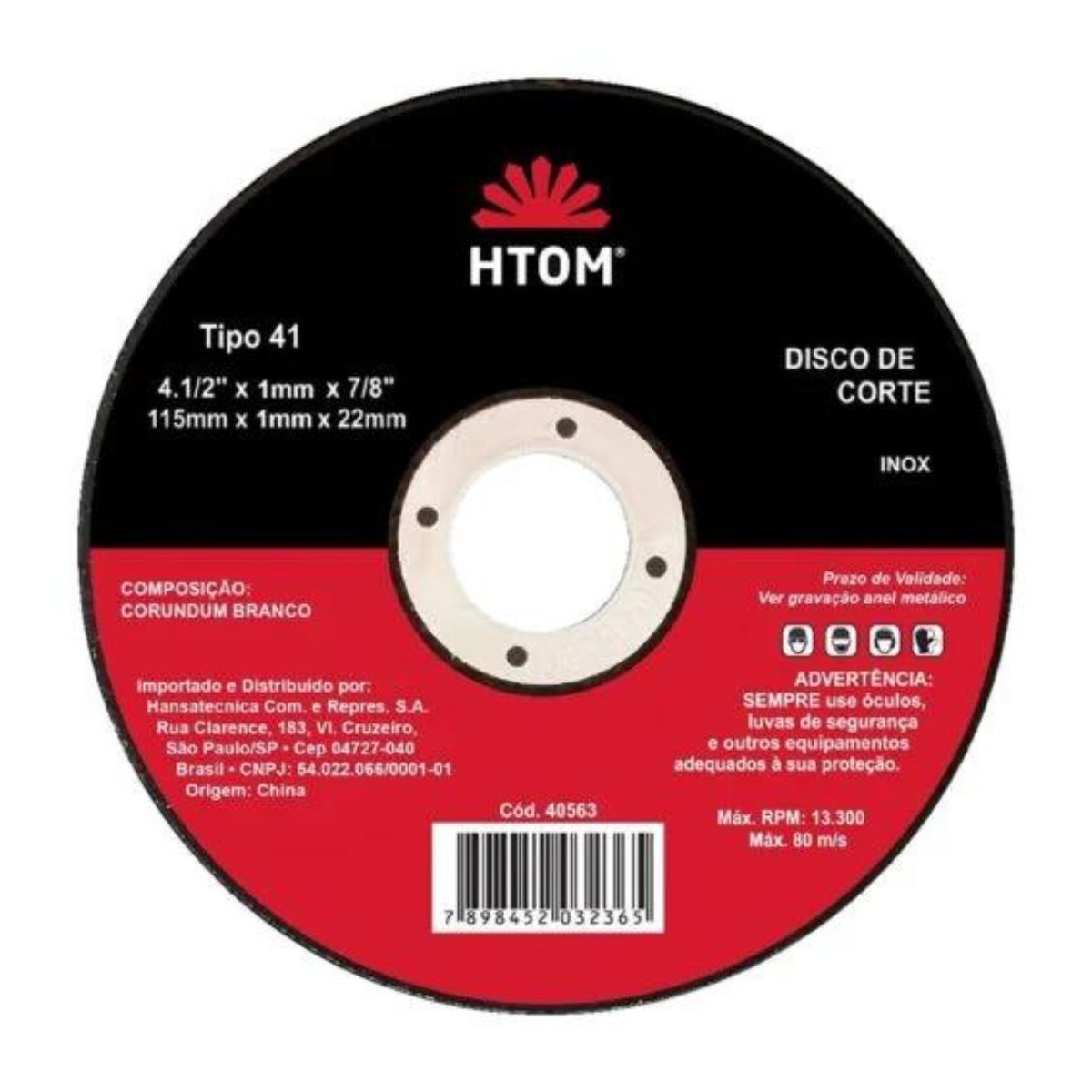 DISCO DE CORTE INOX HTOM 7" X1,6 X7/8"