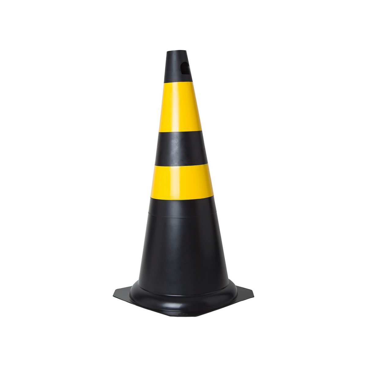 Cone Sinalização Preto E Amarelo 75cm